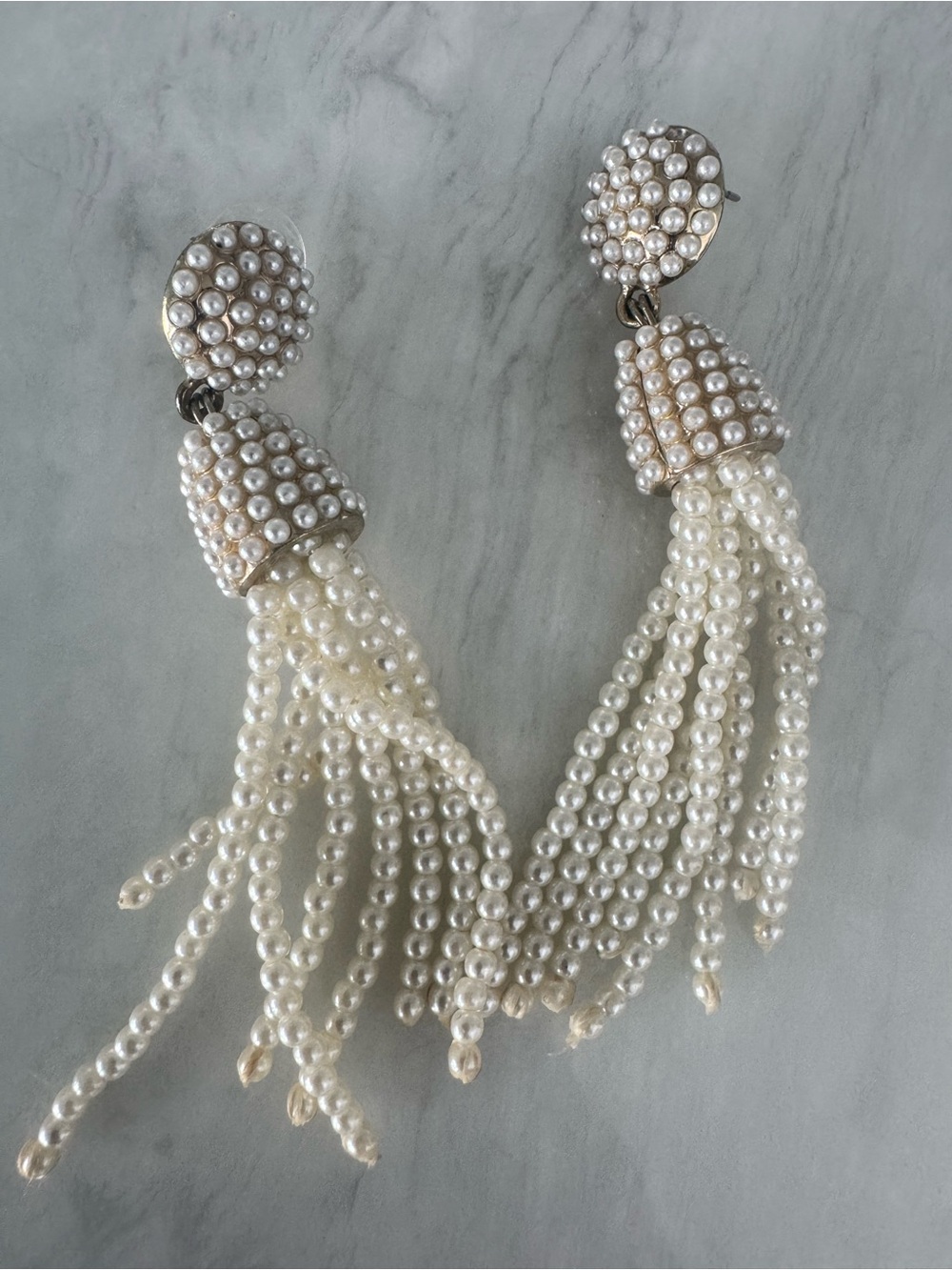 Pearl Tassel Drop Earrings - Ivory Pearls